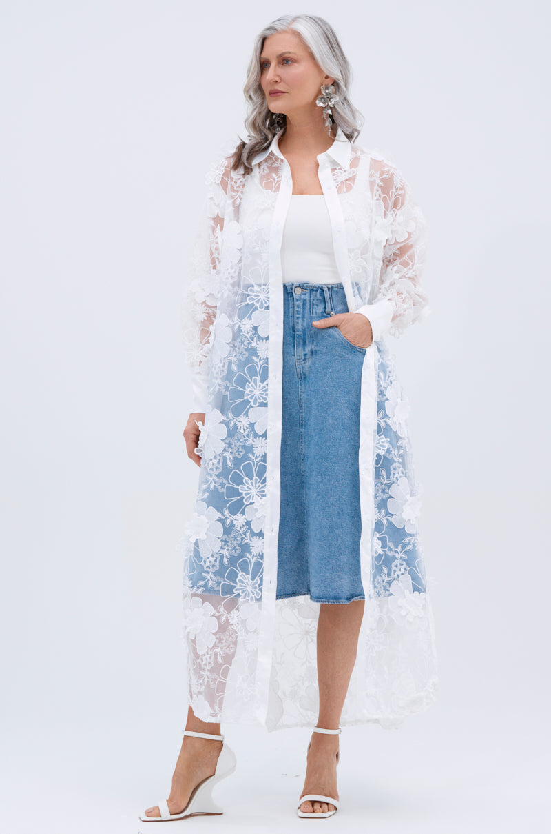 LACE BUTTON UP