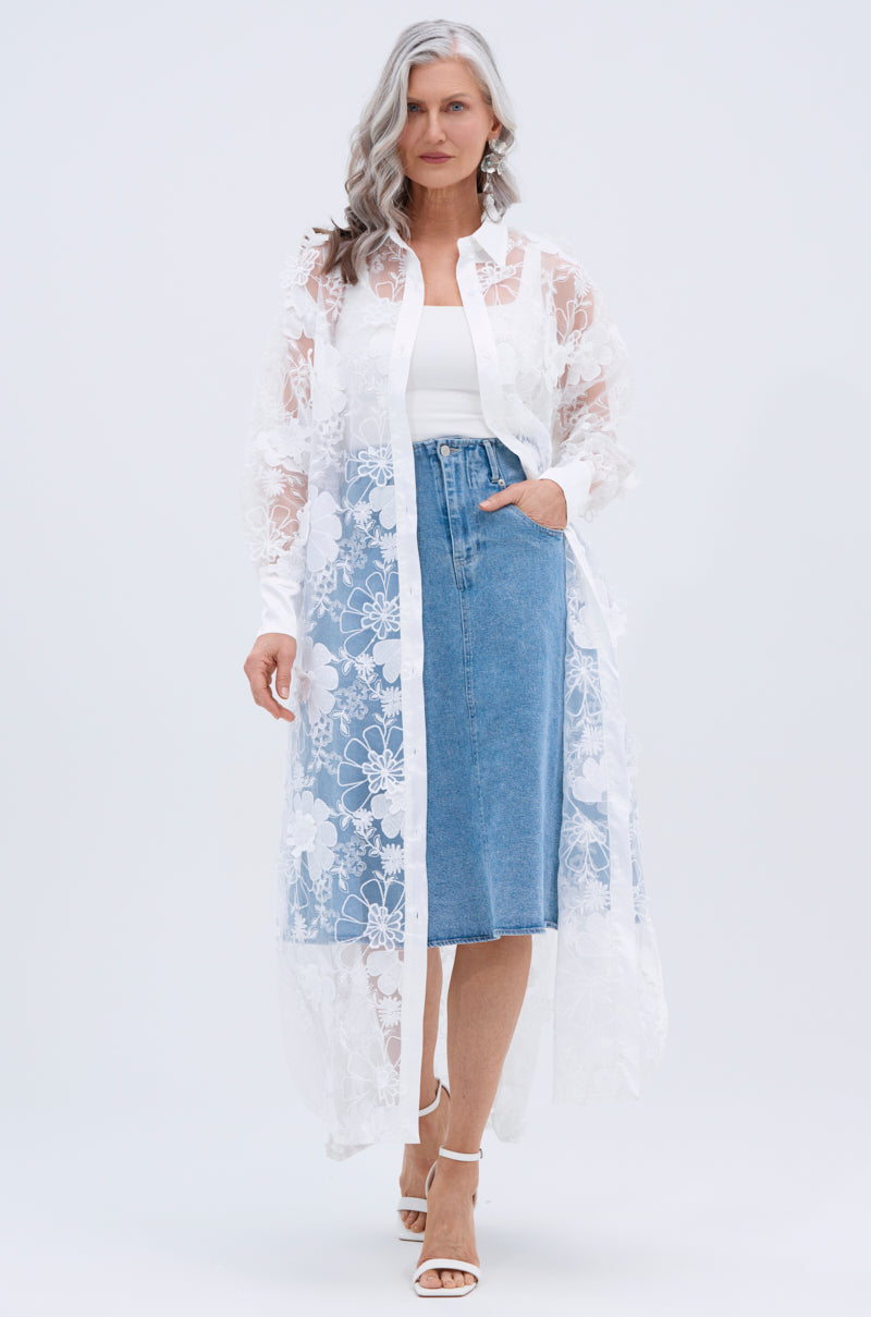 LACE BUTTON UP