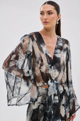 RUBY OMBRE TIE FRONT BLOUSE