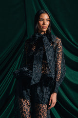 CHEETAH SISTA TIE FRONT BLOUSE