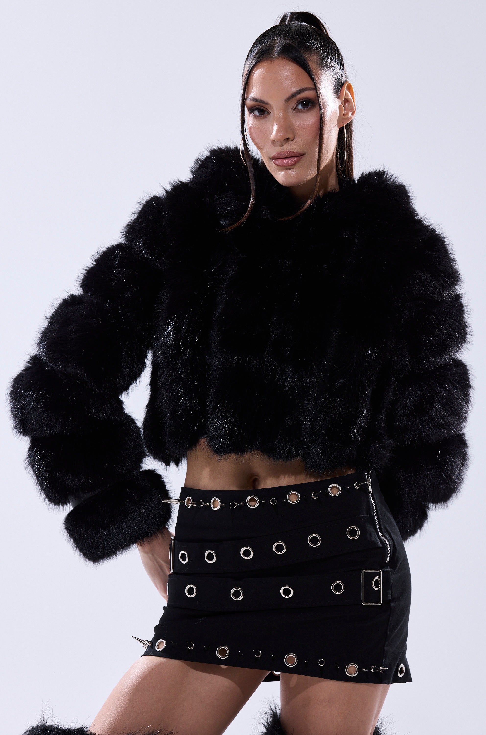 JOLENE FAUX FUR COAT IN BLACK