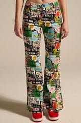 GREEN LIGHT LOW RISE FLARE DENIM