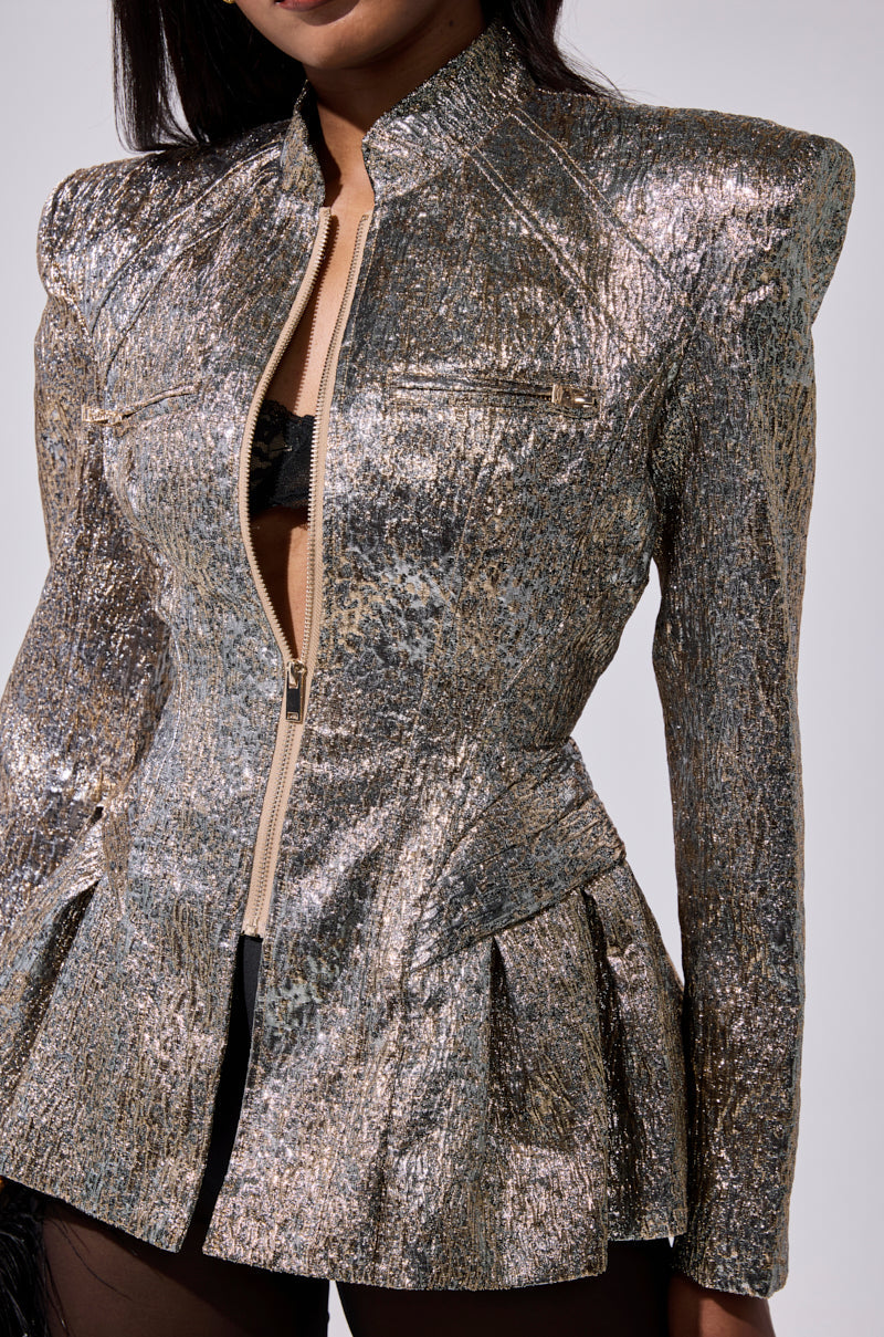 BRONZE BROCADE BLAZER