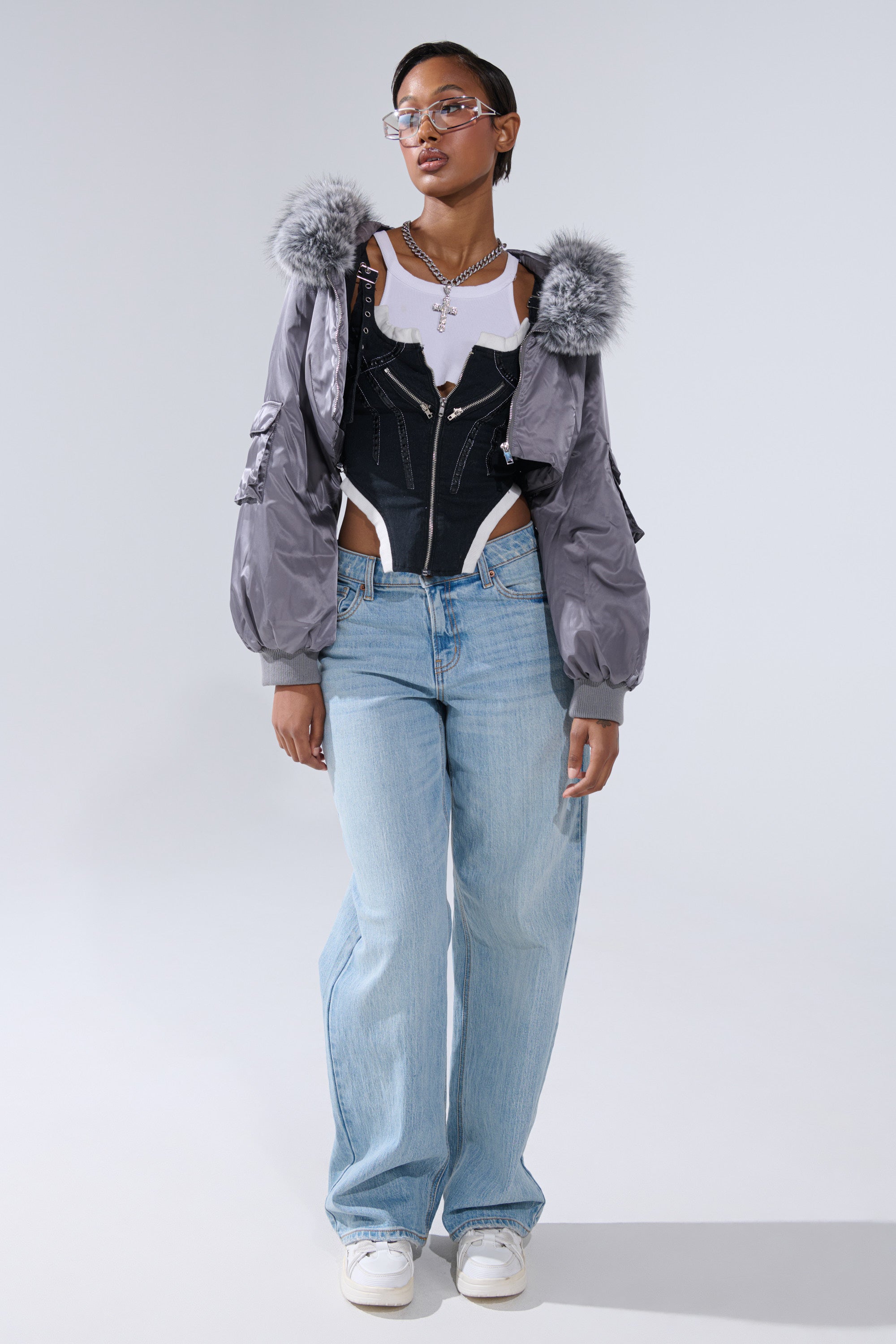 ITTY BITTY CROPPED BOMBER