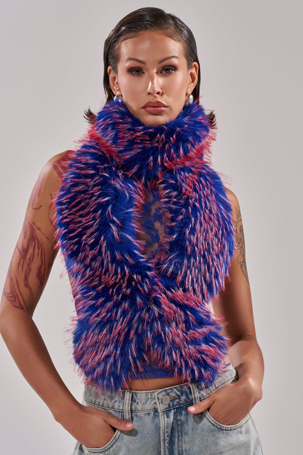 FEEL ME BABY FUR BLOUSE IN BLUE