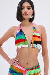 MULTI COLORED HEART CROCHET BRA TOP