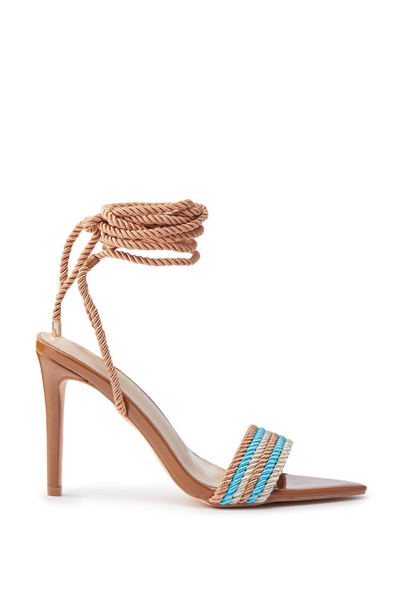 MANSON BROWN ROPE STIELTTO WRAP UP SANDAL