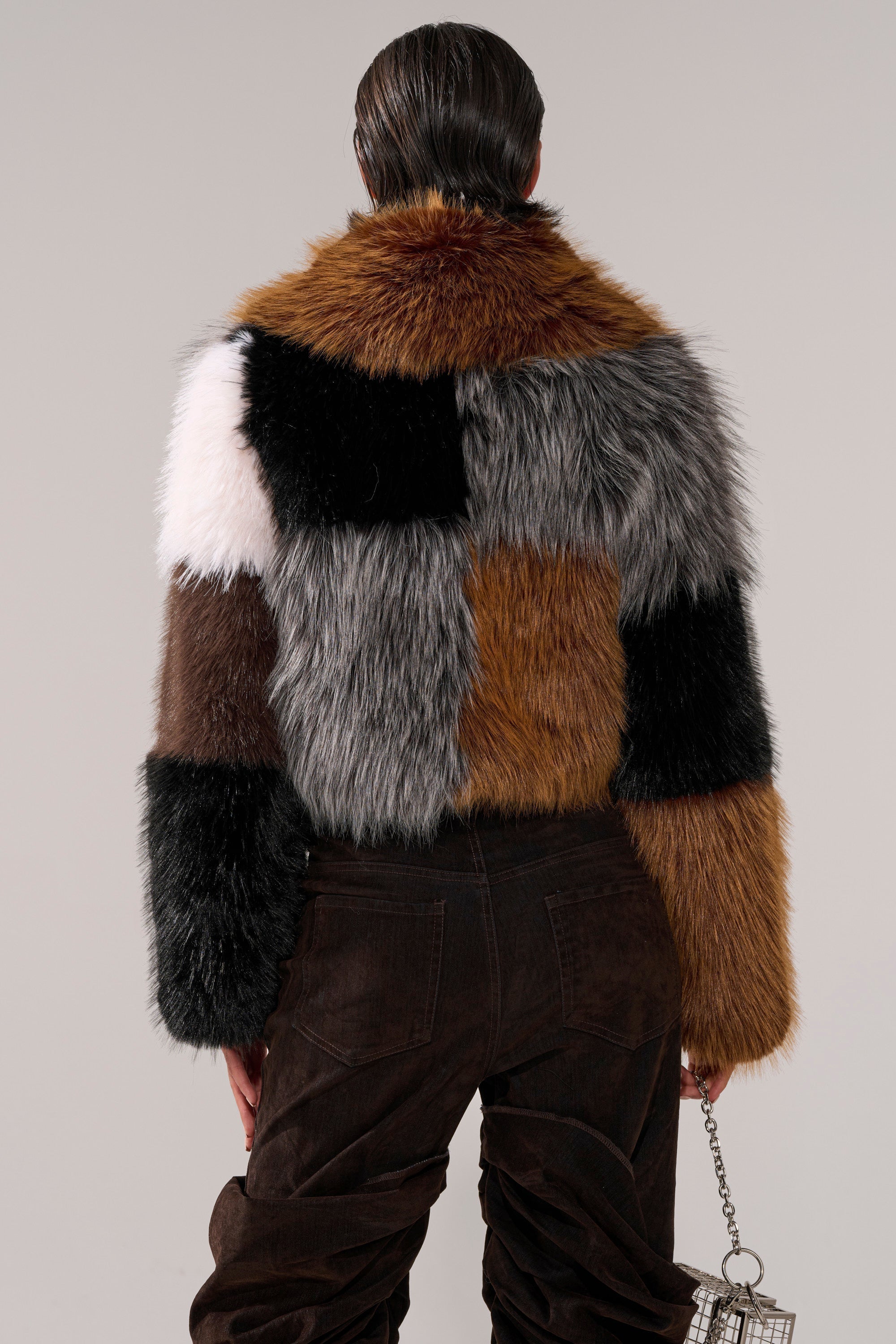 HAZEL PATCHWORK FAUX FUR COAT