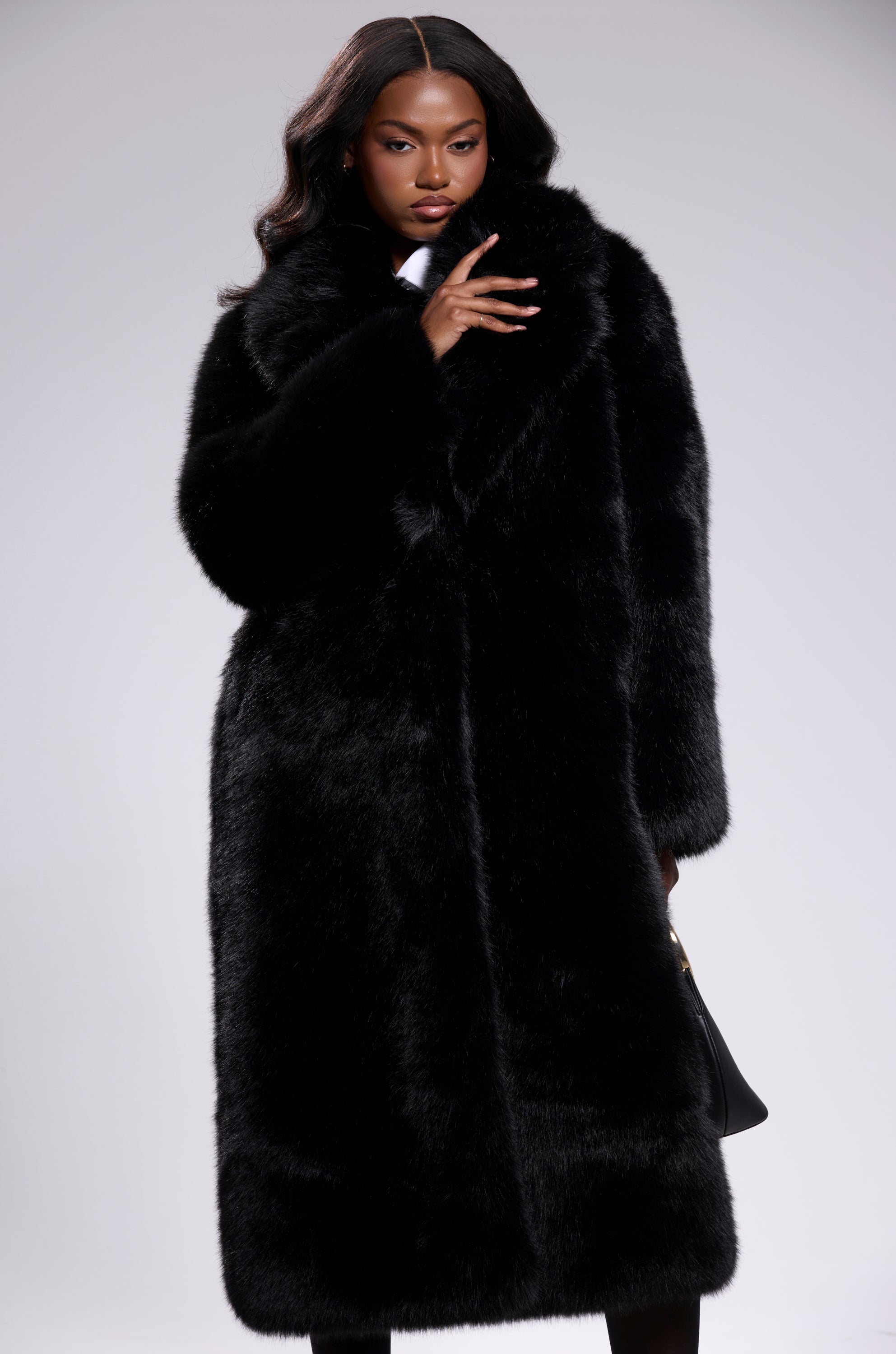 OSLO FAUX FUR COAT IN BLACK
