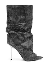 AZALEA WANG PHOTINE BLACK MULTI SPARKLE OPEN TOE STILETTO BOOTIE