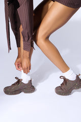 PRINCESS BROWN EMBELLISHED SNEAKER