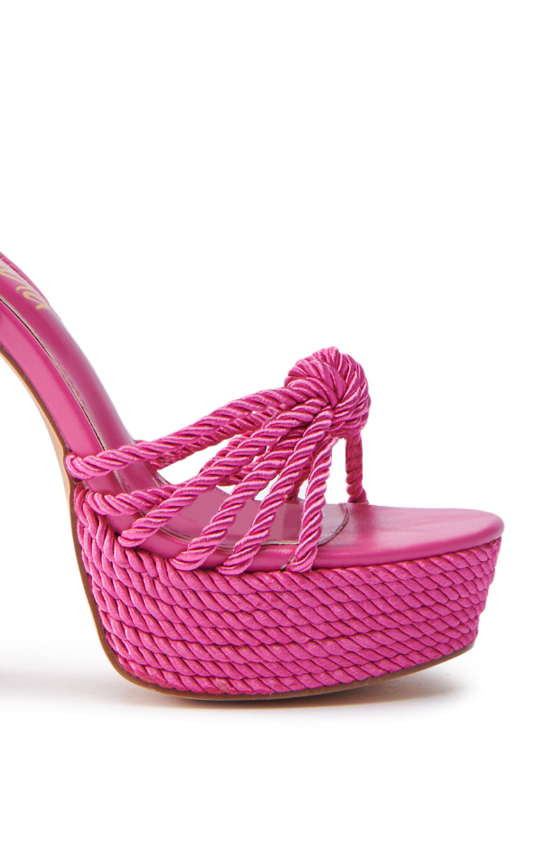RENEE FUCHSIA ROPE DETAIL LACE UP SANDAL