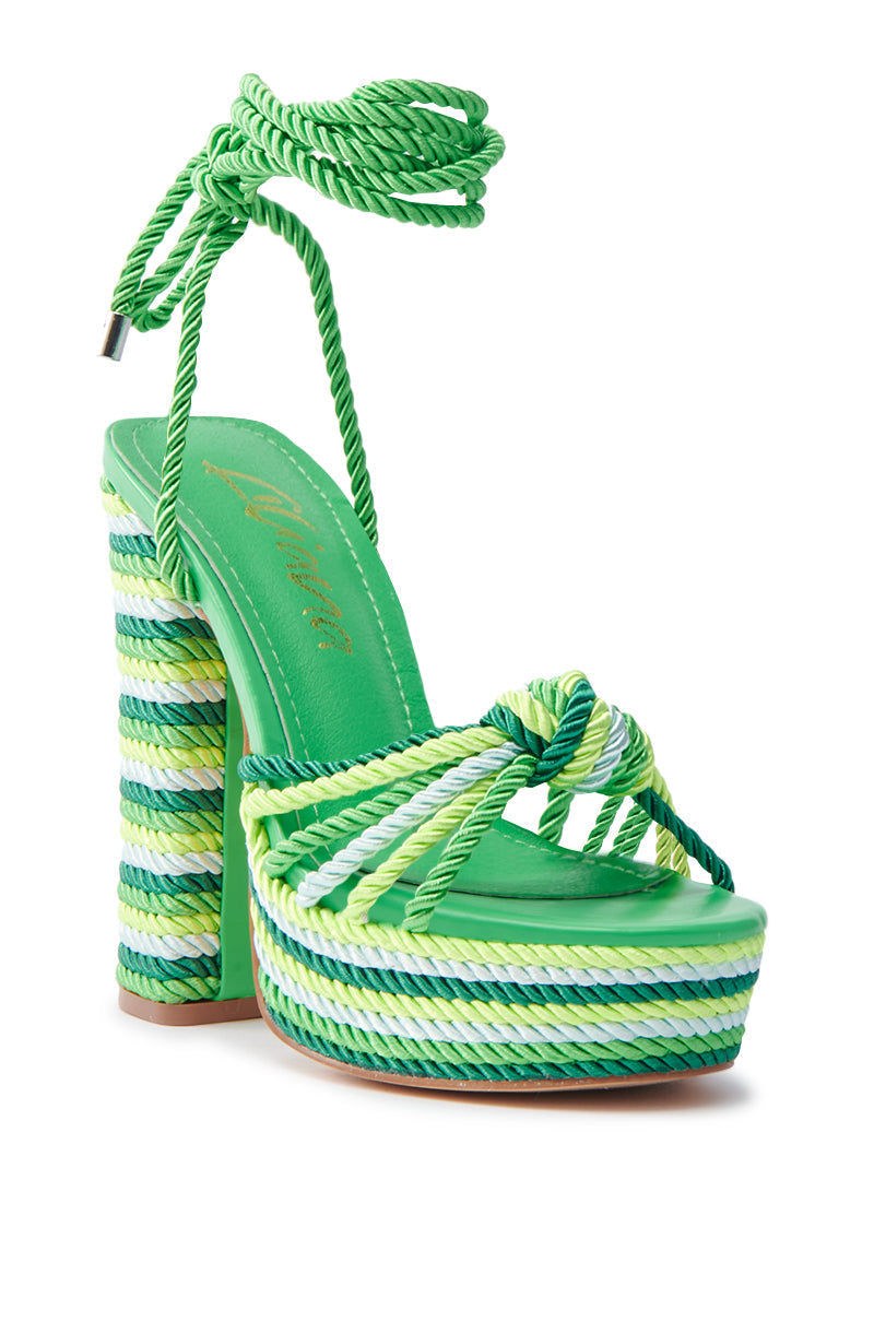 RENNEE GREEN MULTI LACE UP PLATFORM SANDAL