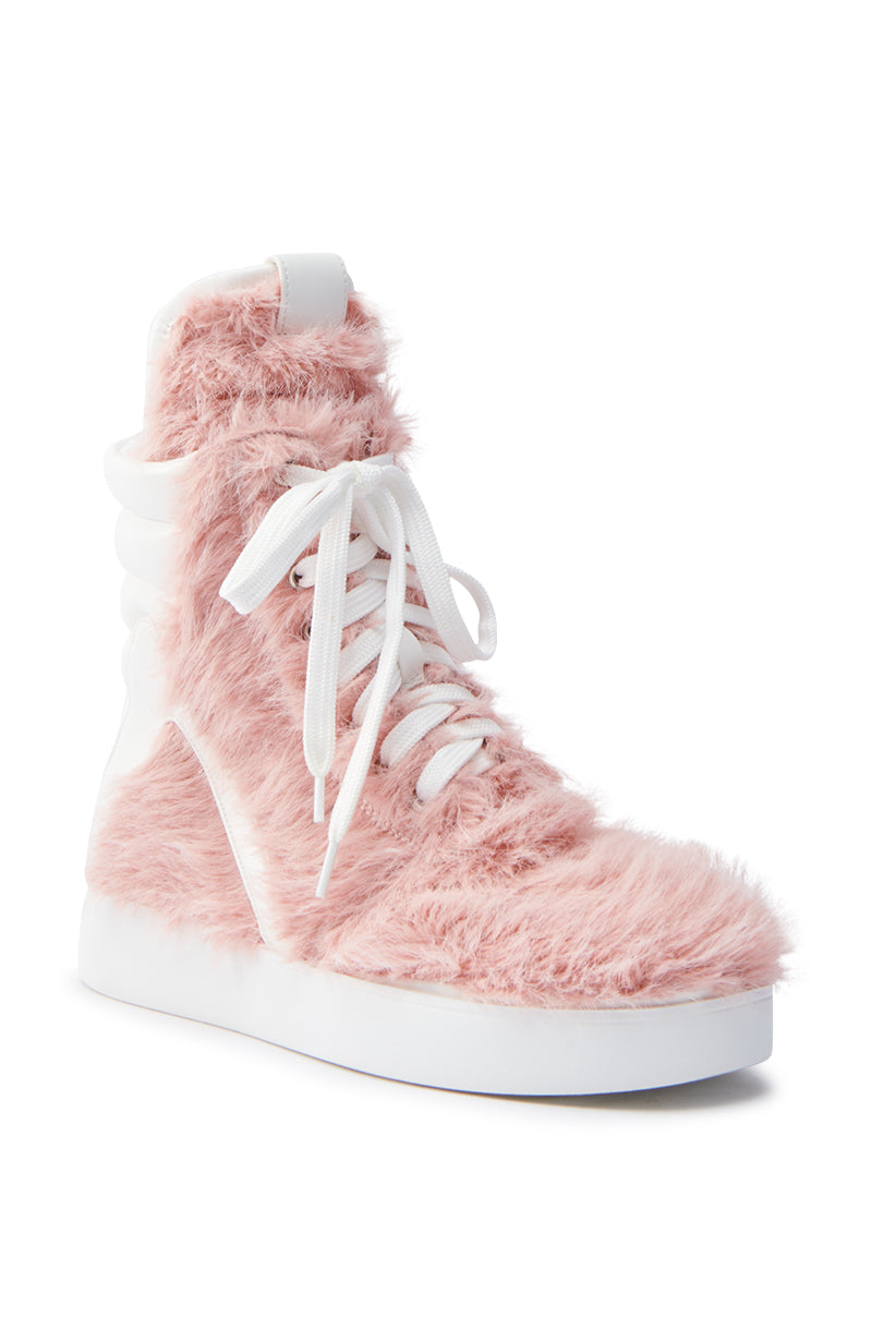 AZALEA WANG RIORDAN PINK FUR HIGHTOP SNEAKER