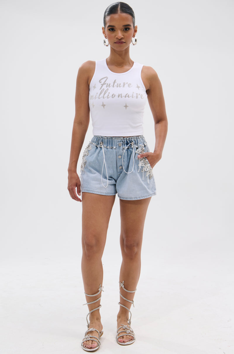 BLING BLING PEARL DENIM SHORT