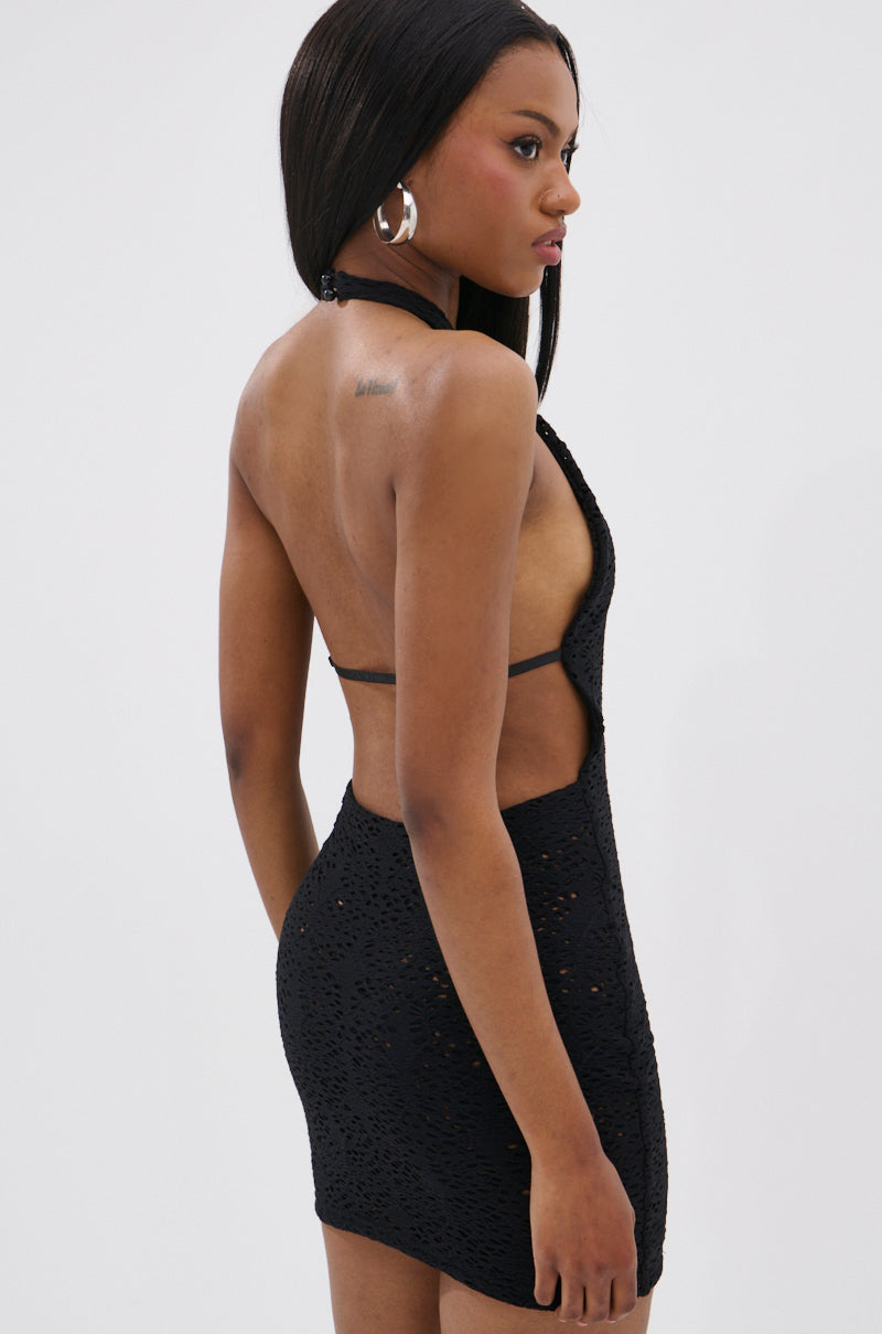 ON THE MOVE BODYCON MINI DRESS IN BLACK