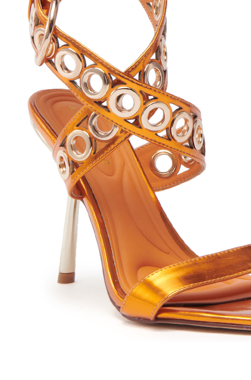 AZALEA WANG SAMUEL ORANGE HARDWARE EMBELLISHED SANDAL