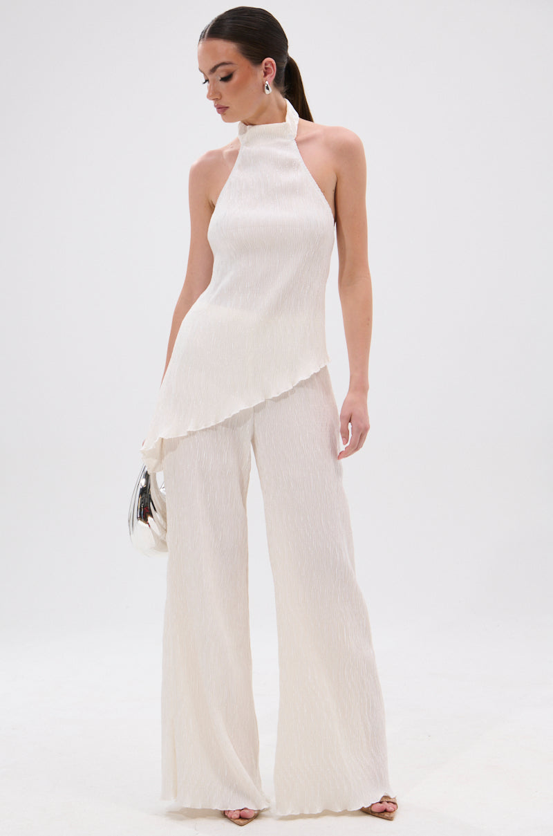 OLIVIA PLISSE PANT IN WHITE