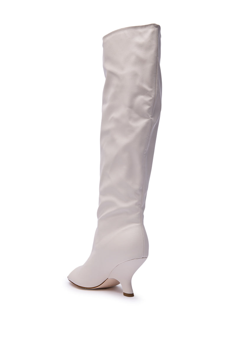 AZALEA WANG SIZANI WHITE WEDGE SLOUCHY BOOT