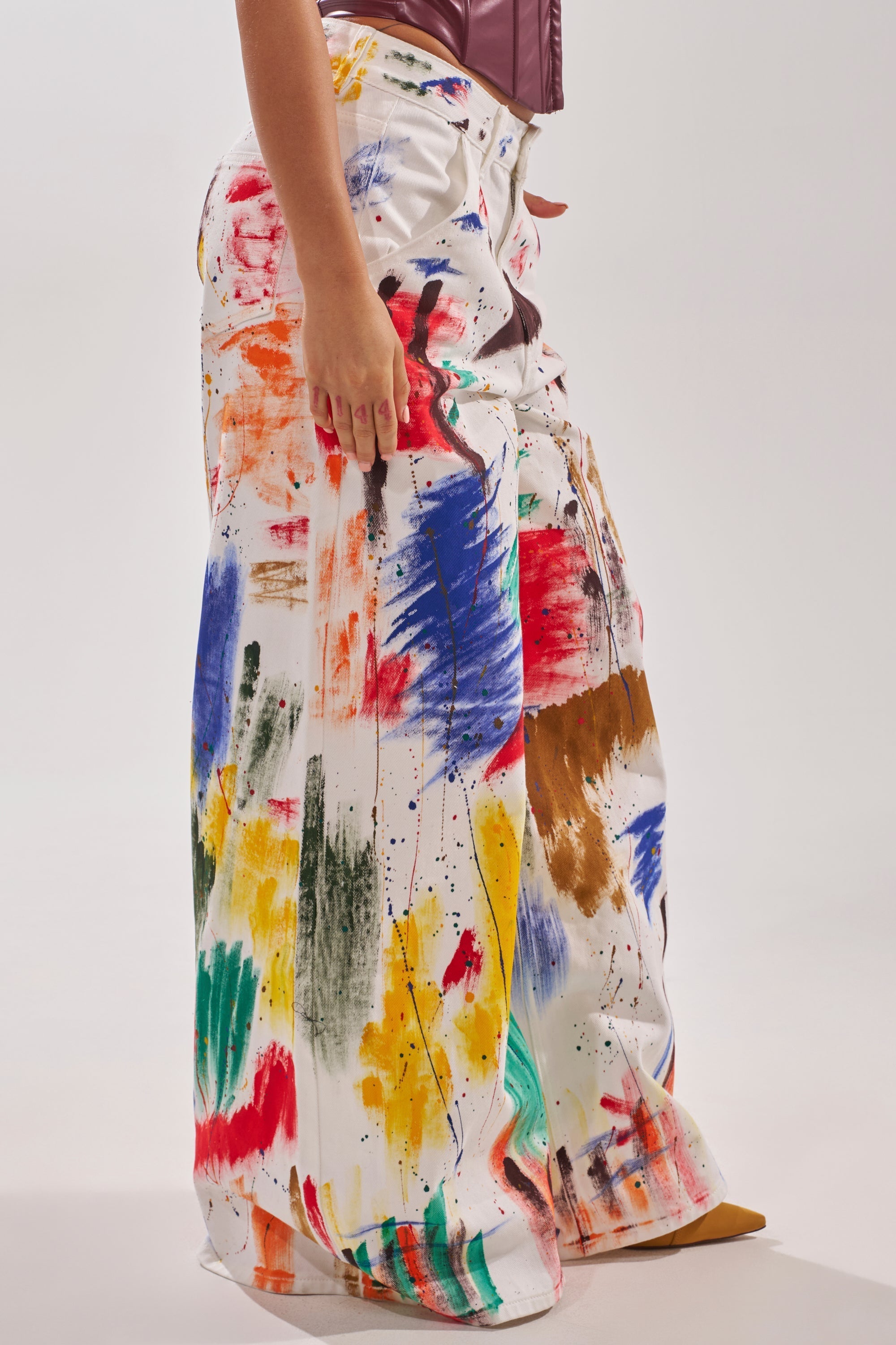 PAINTED ON RELAXED DENIM PANT