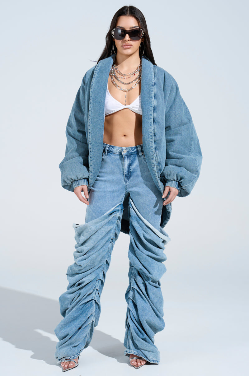 LAY UP AND CHILL DENIM COCOON COAT