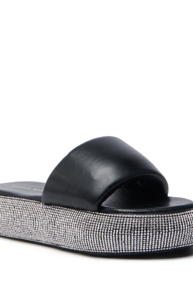AZALEA WANG SWITZERLAND BLACK RHINESTONE SANDAL