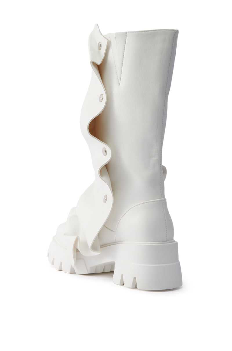AZALEA WANG SYBEL WHITE SNAP DETAIL BOOTIE