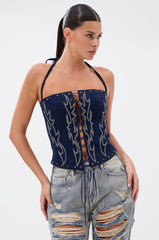 KIMMY LACE UP DENIM CORSET
