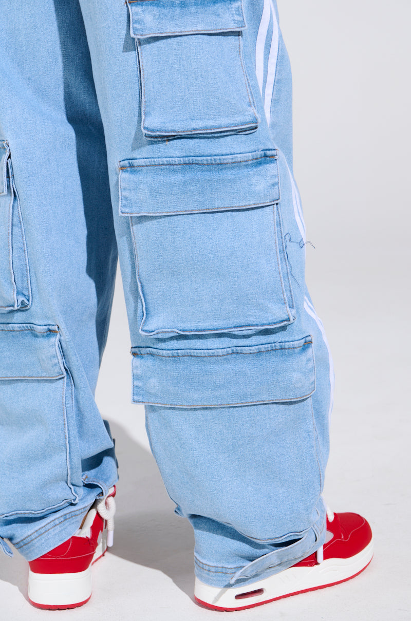 LEAVE IT ON THE TRACK RELAXED LEG DENIM PANTS