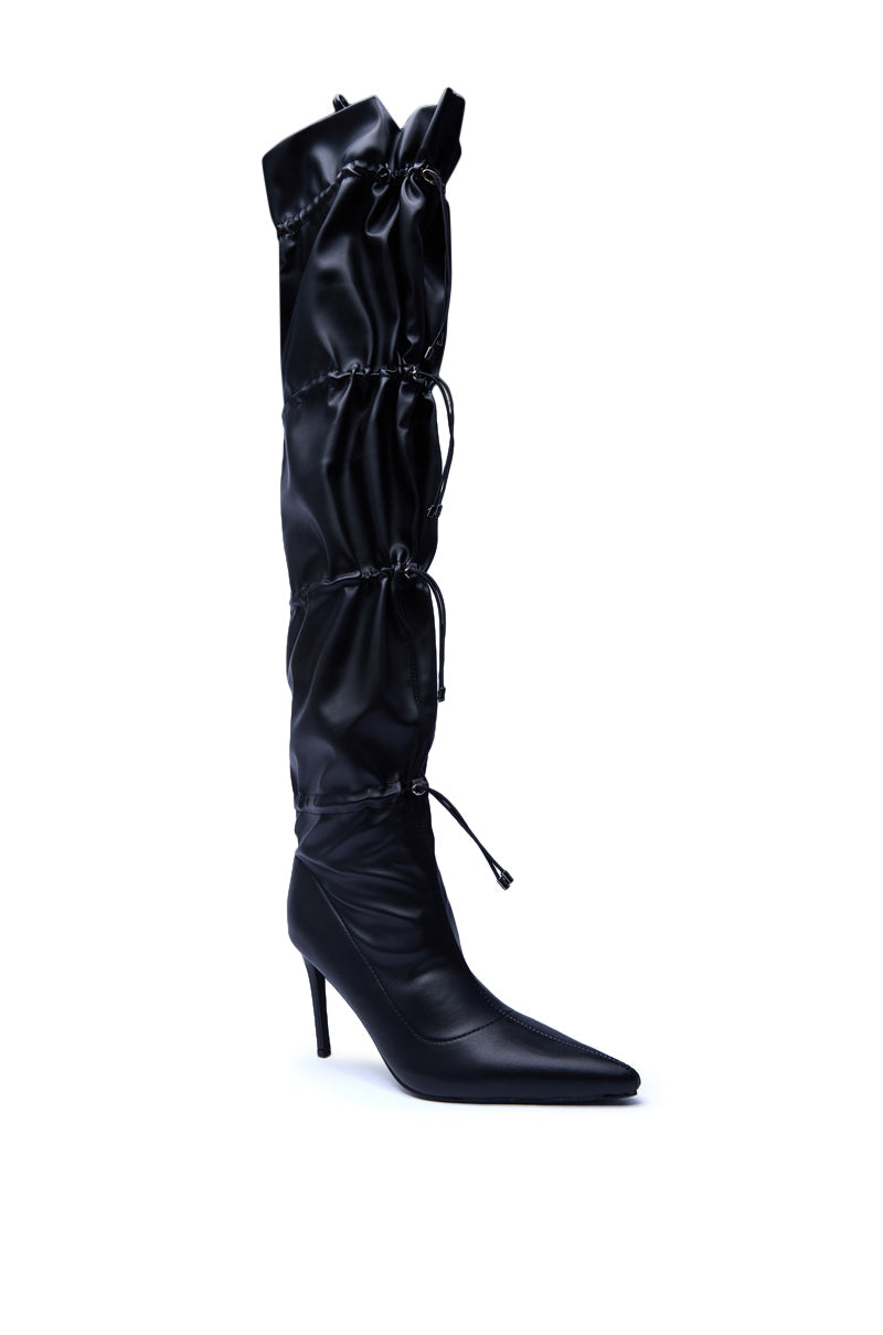 AZALEA WANG ULVI BLACK CINCHED STILETTO BOOT