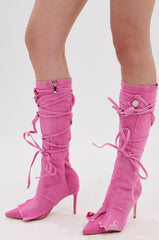 AZALEA WANG VILLAREAL PINK STRAPPY BOOT