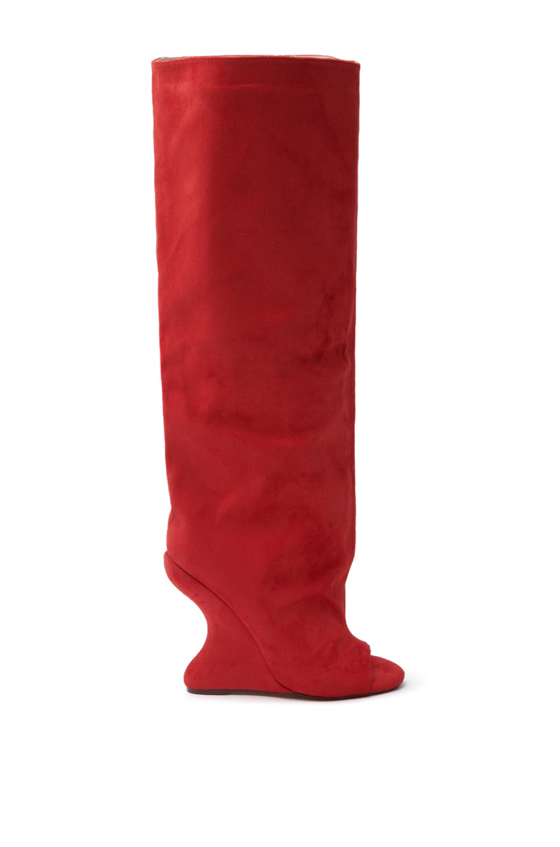 AZALEA WANG VINCENT RED OPEN TOE WEDGE BOOT