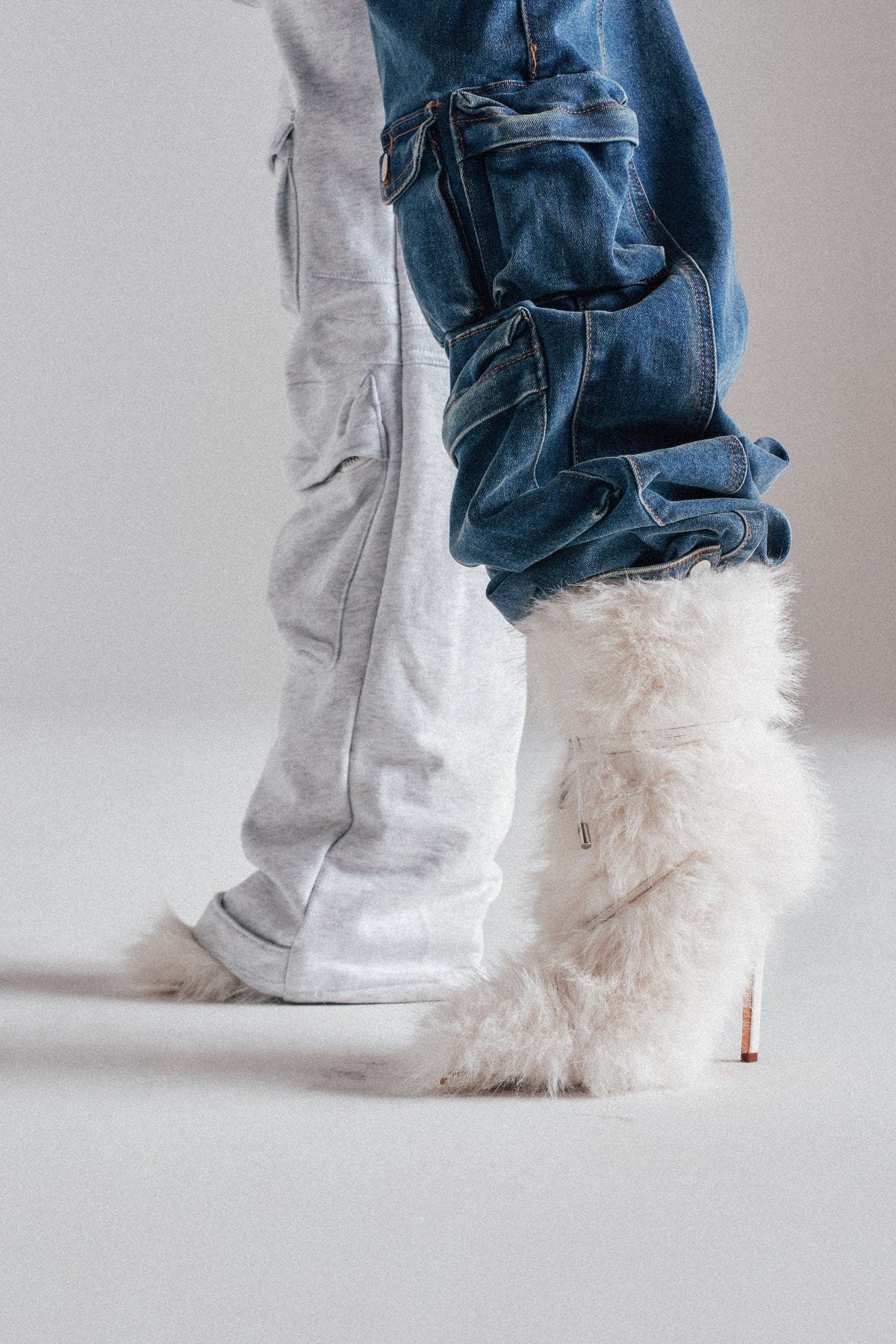 AZALEA WANG VITYA IVORY FUR BOOTIE