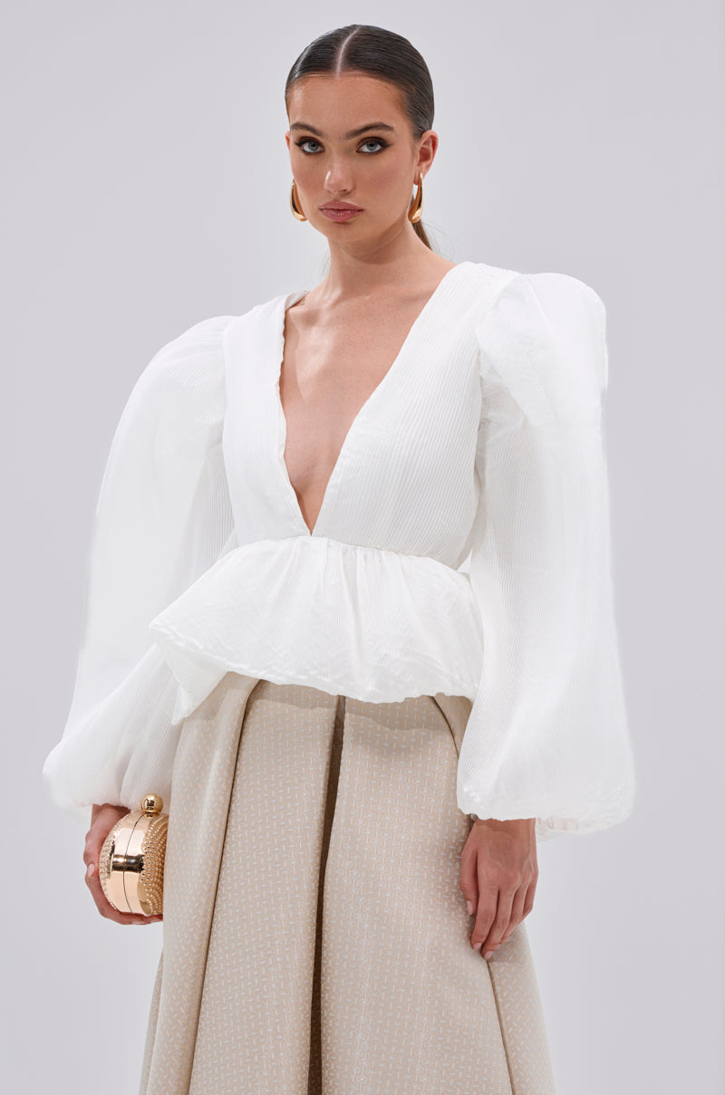 MIMI V-NECK BLOUSE IN WHITE