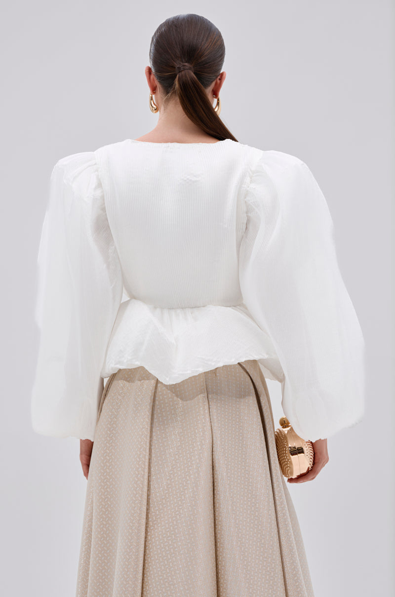 MIMI V-NECK BLOUSE IN WHITE