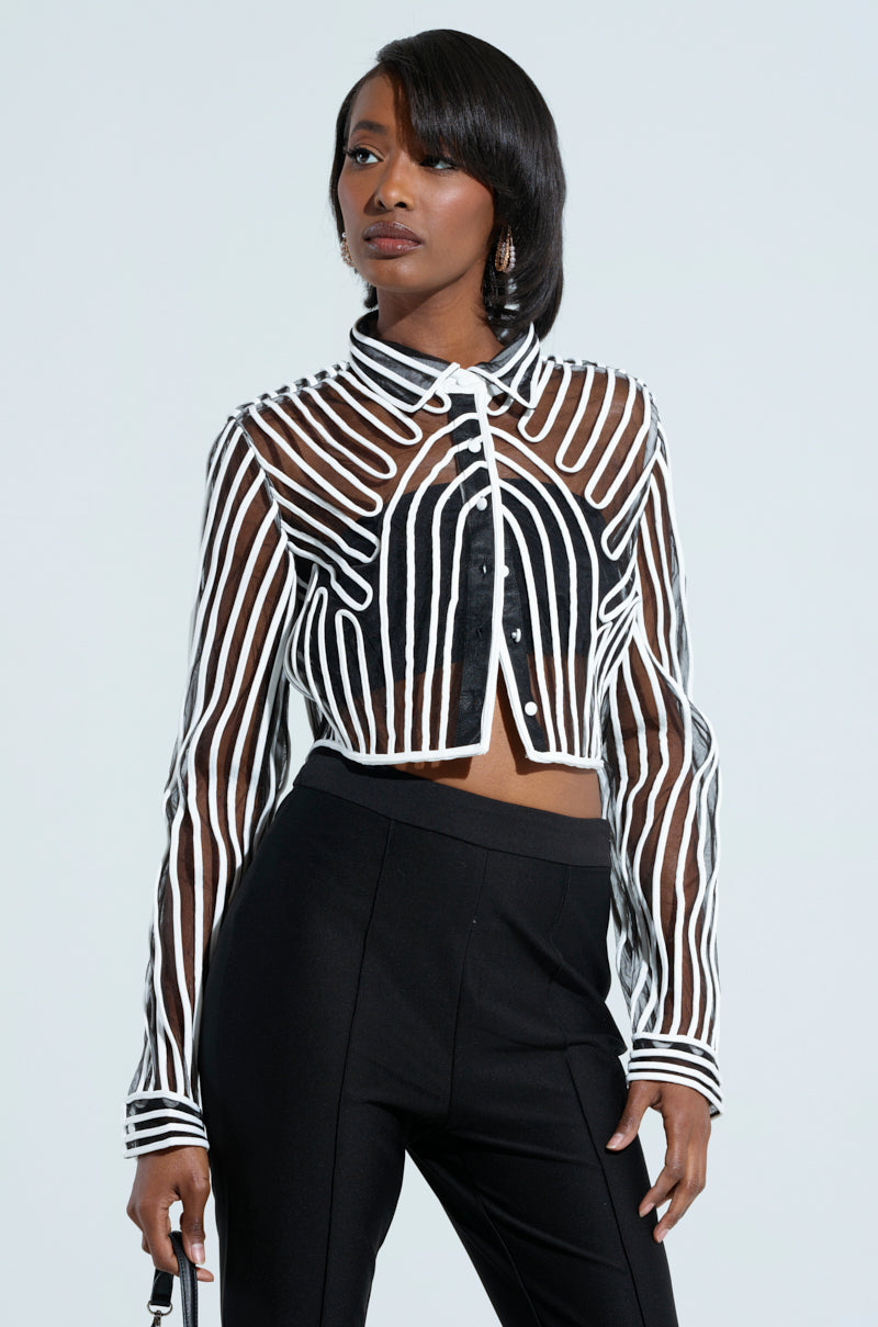EVA LONG SLEEVE BUTTON DOWN STRIPED SHIRT