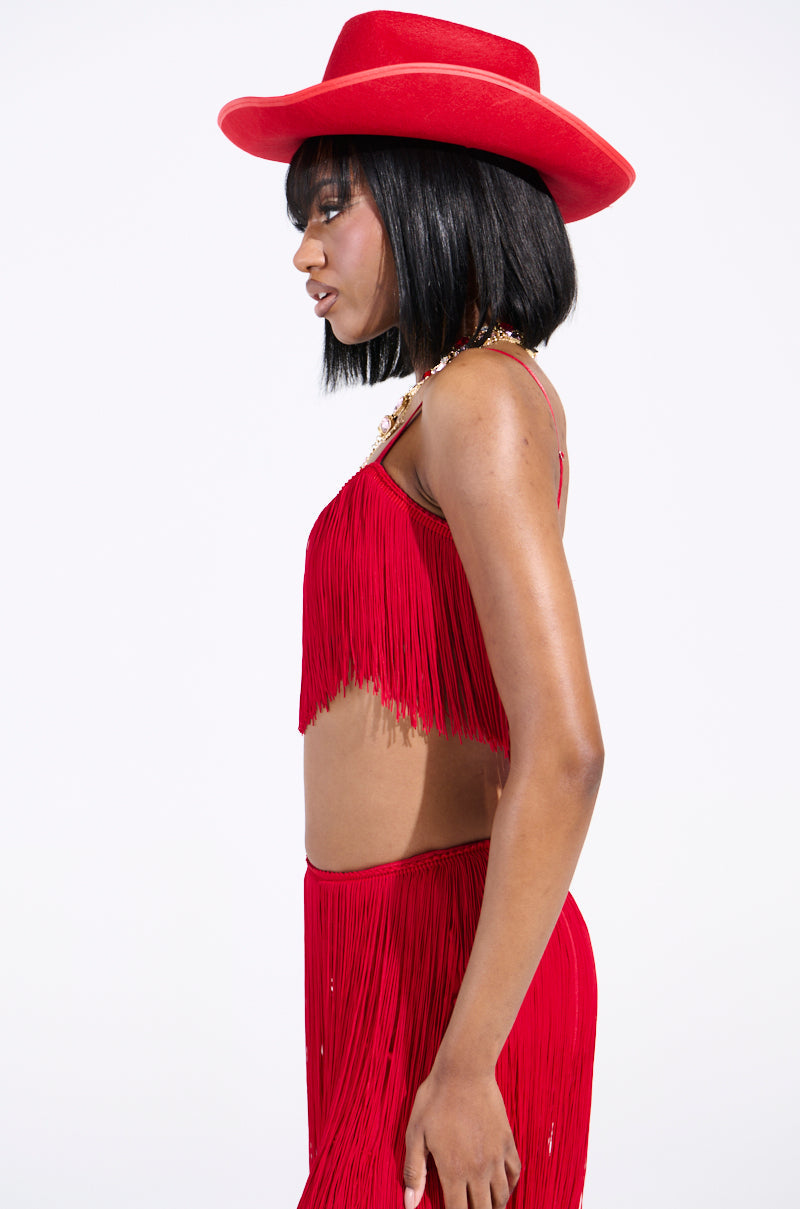 OH SO FRINGE TOP IN RED