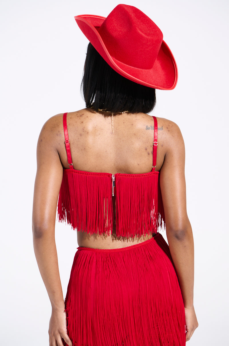 OH SO FRINGE TOP IN RED