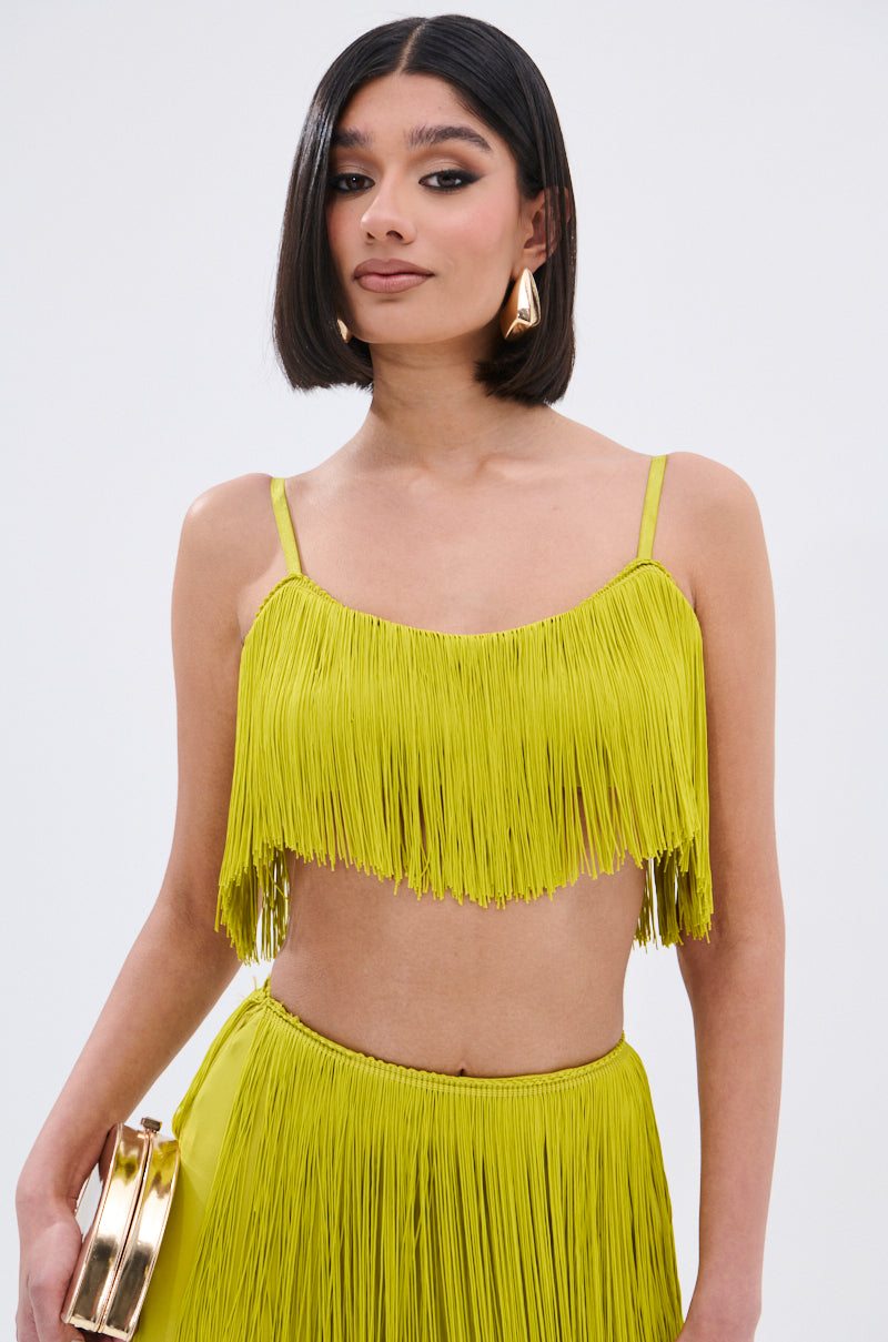 OH SO FRINGE TOP IN GREEN
