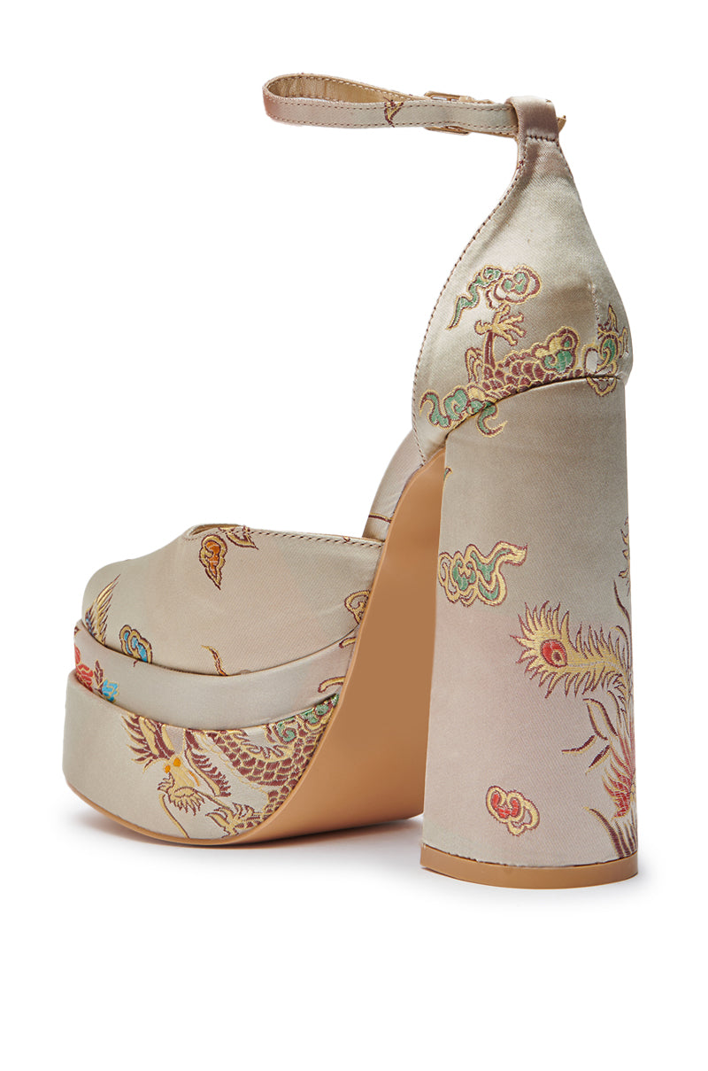 AZALEA WANG ZIPPORAH NEW BROCADE MARY JANE PLATFORM PUMP
