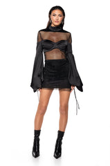 ASHLEY SATIN RHINESTONE MINI DRESS