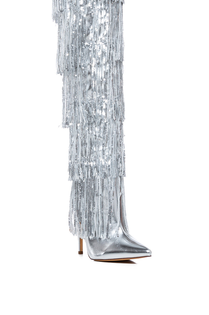 AZALEA WANG ADRIEL SILVER FRINGE BOOT