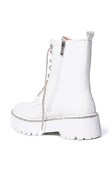 AZALEA WANG ATTENTIVE EMBELLISHED BOOTIE IN WHITE