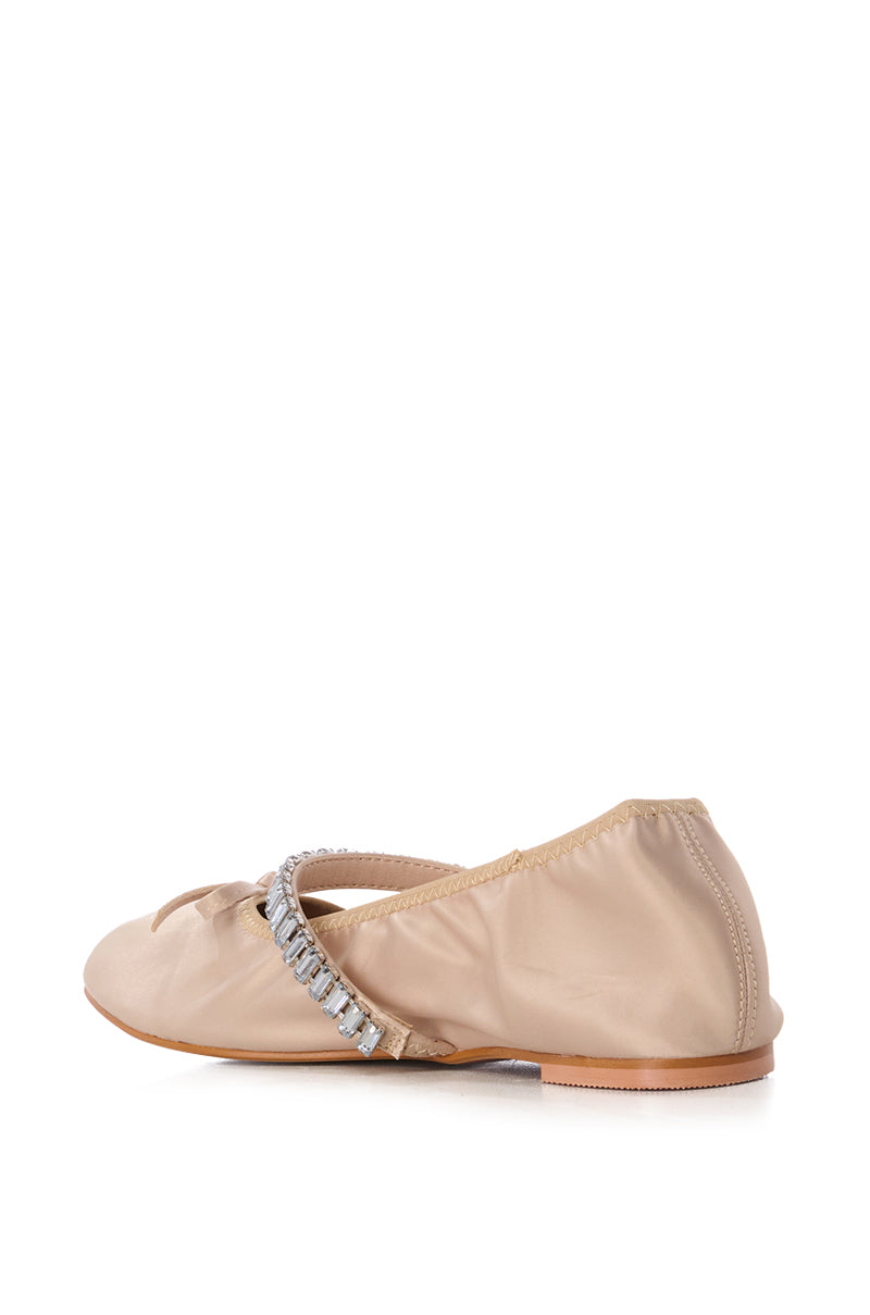 AZALEA WANG BALLET DIAMANTE NUDE FLAT