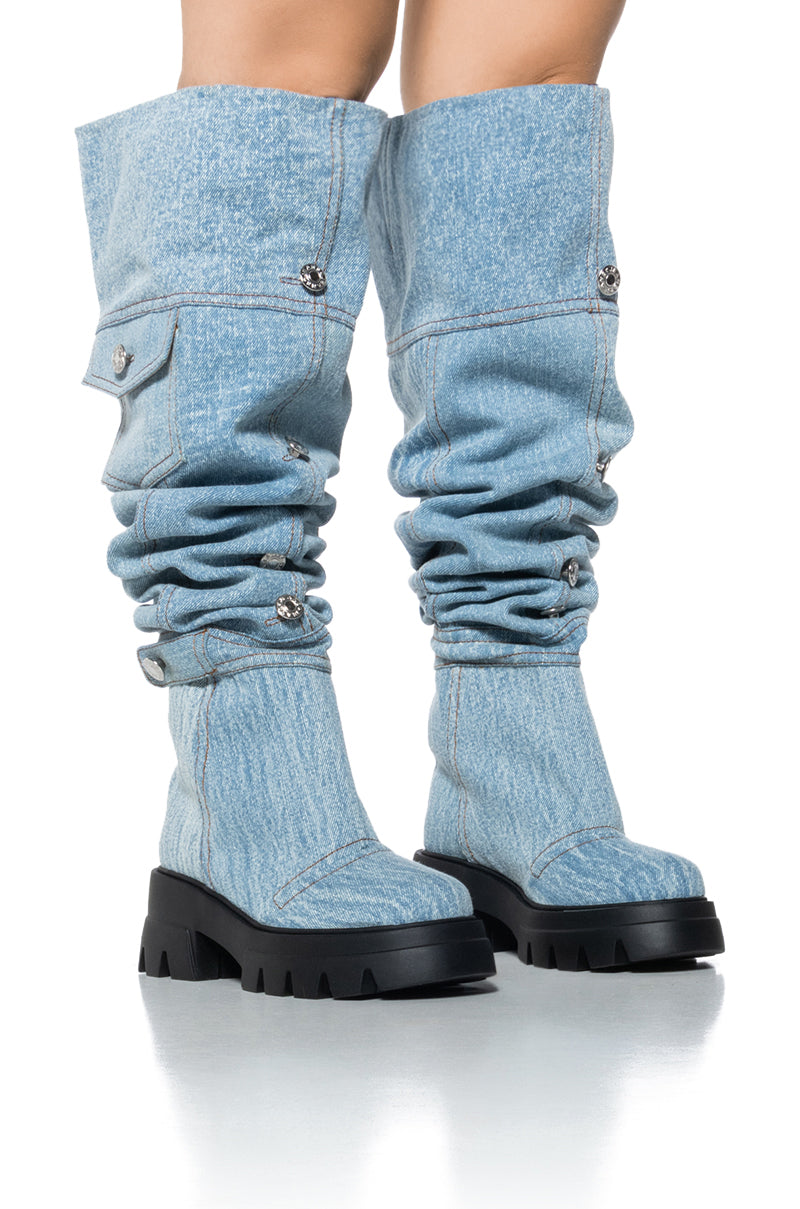 AZALEA WANG BEVELYN DENIM BOOT