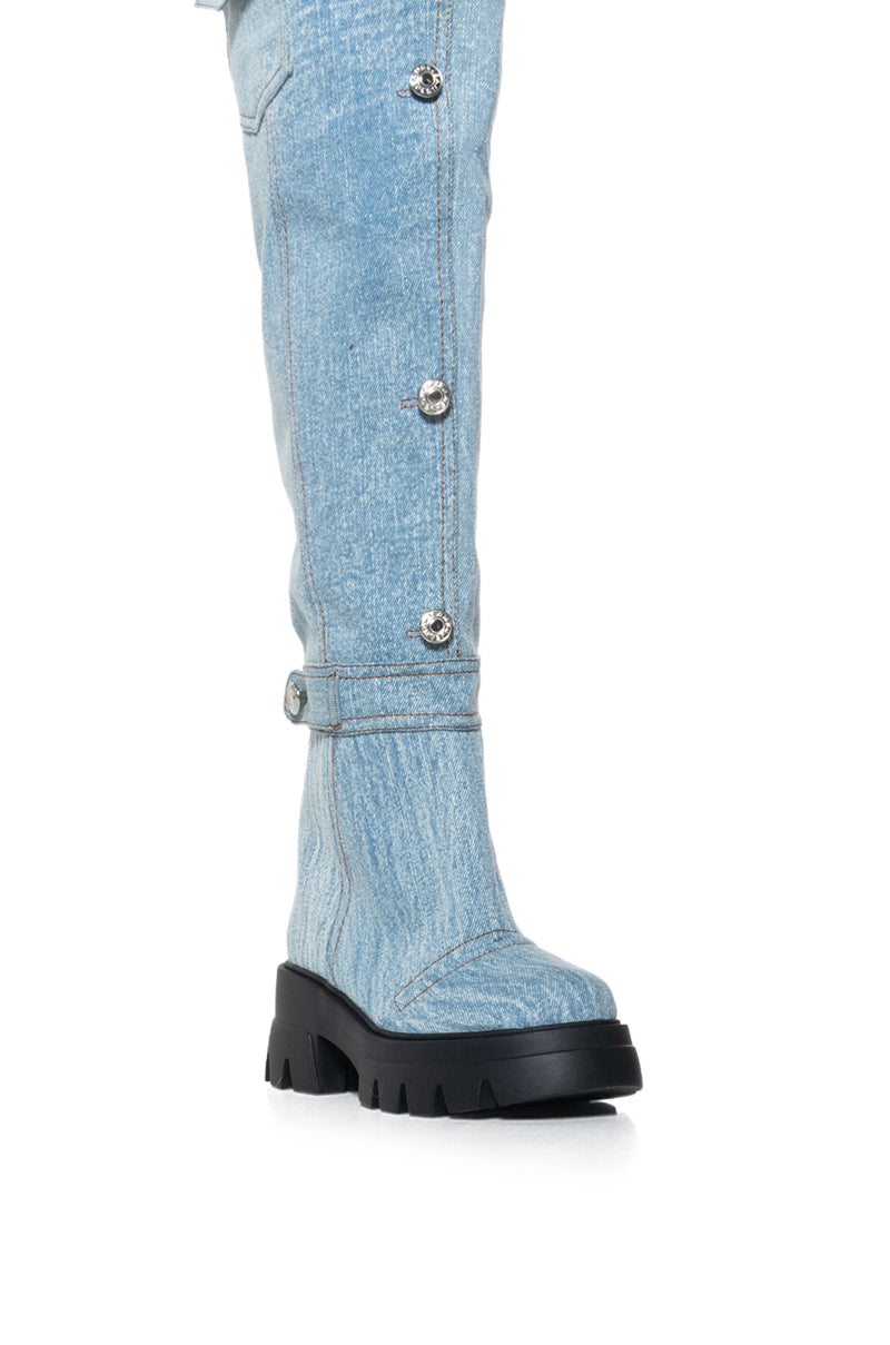 AZALEA WANG BEVELYN DENIM BOOT