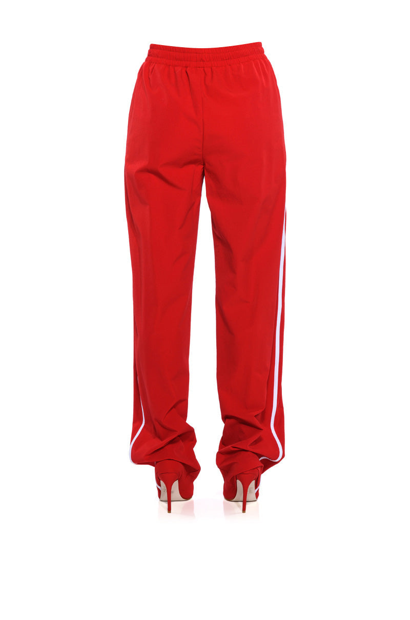 AZALEA WANG BOOT TRACK PANT IN SAGE RED