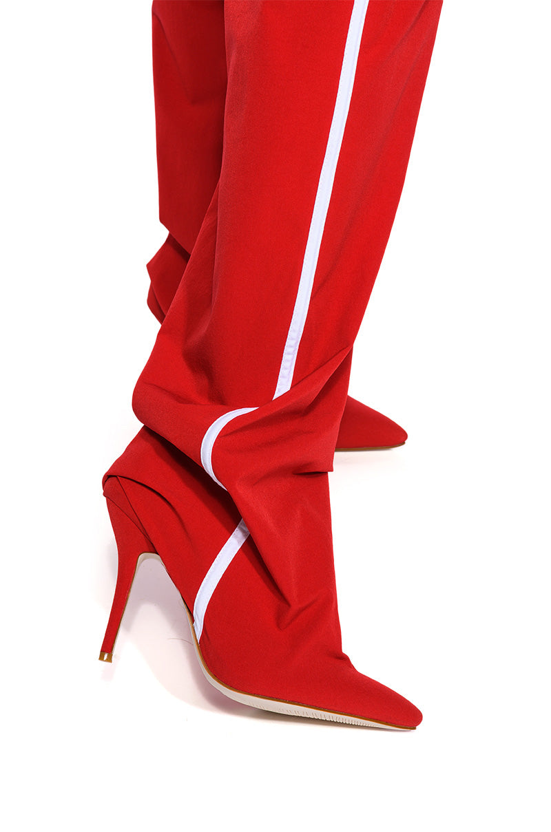 AZALEA WANG BOOT TRACK PANT IN SAGE RED