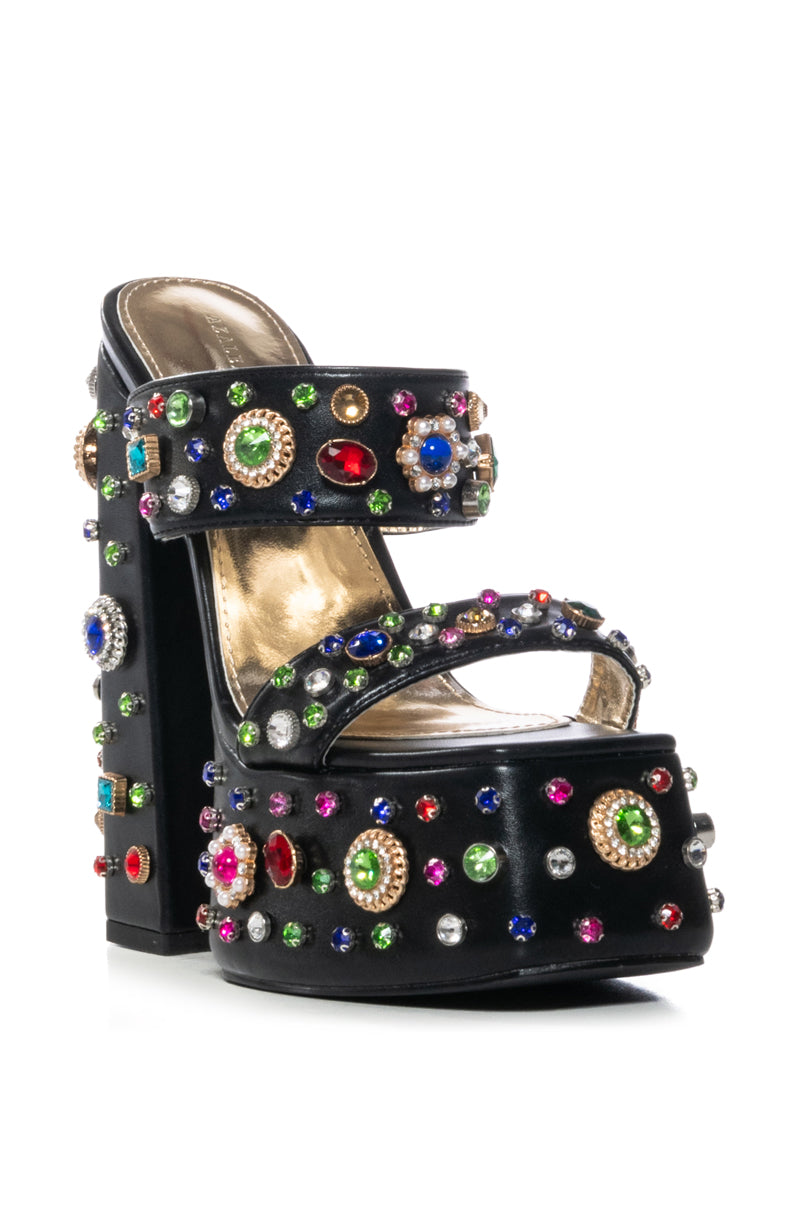 AZALEA WANG BREEZE EMBELLISHED SANDAL IN BLACK