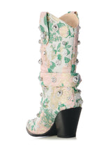 AZALEA WANG BROCADE BLUSH WESTERN BOOTIE